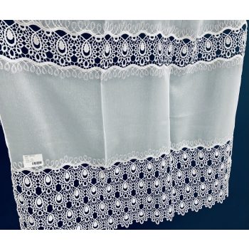 Applikált, dupla soros flitteres, fehér, 280 cm